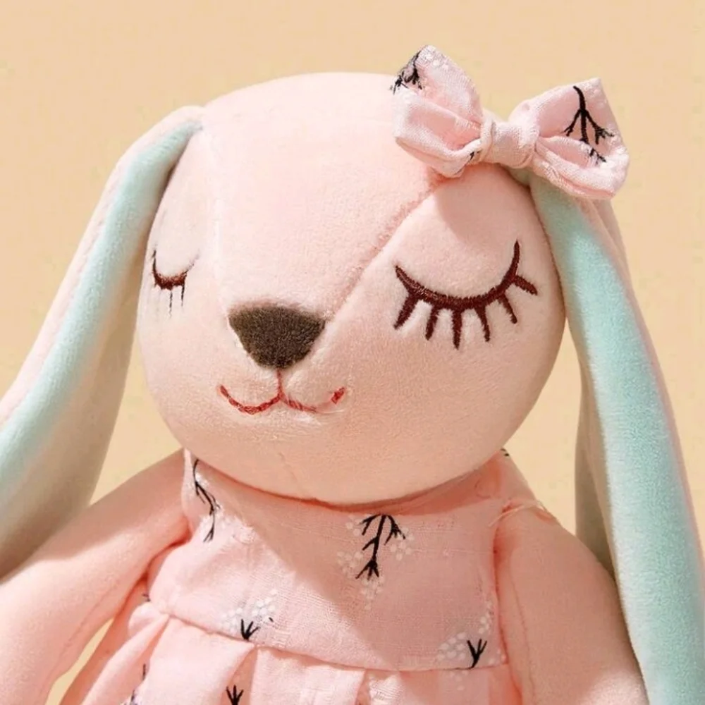 Charming Pink and Mint Stuffed Plush Bunny Toy